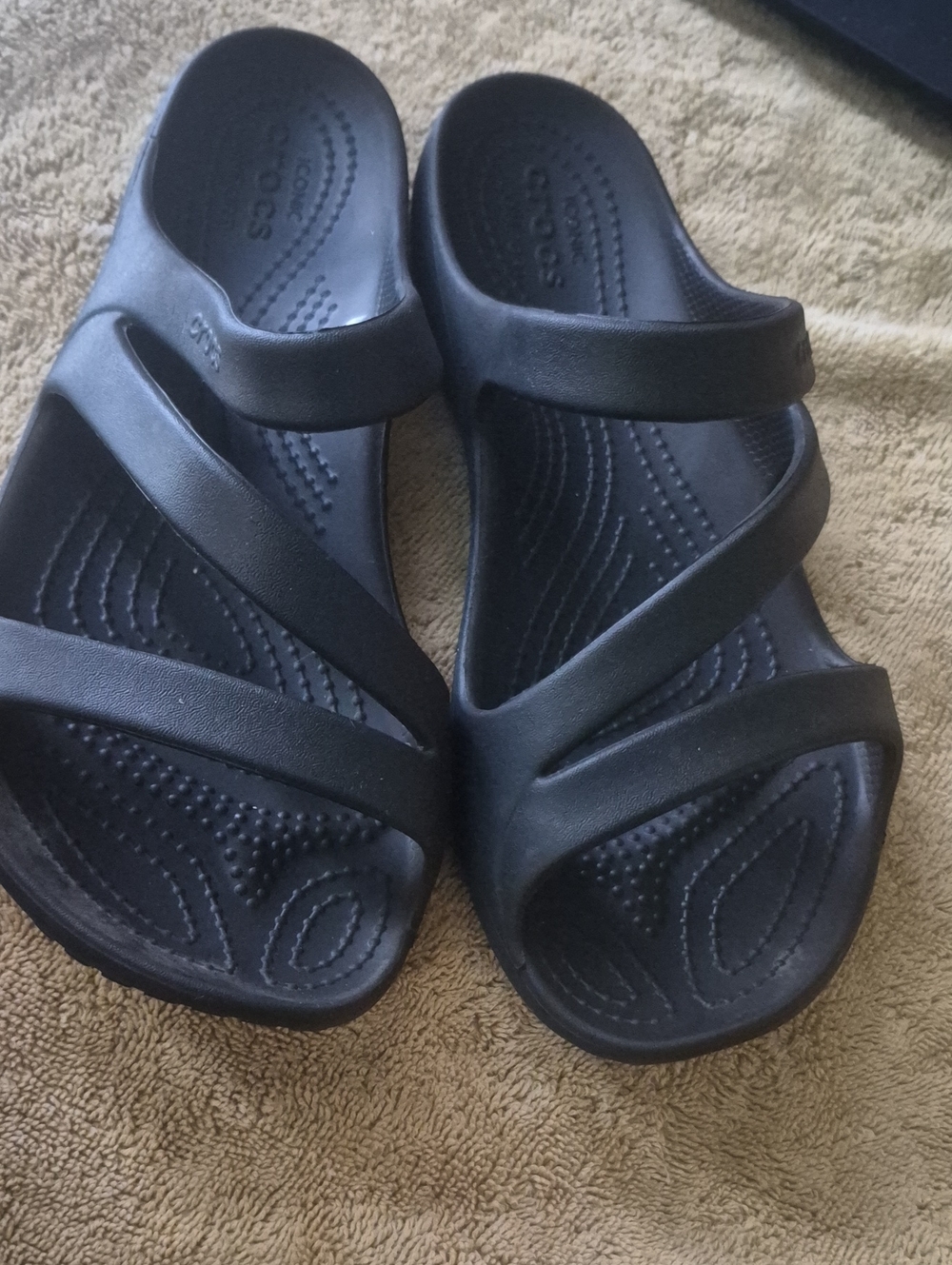 CROCS Black Double-Strap Slip-On Sandals